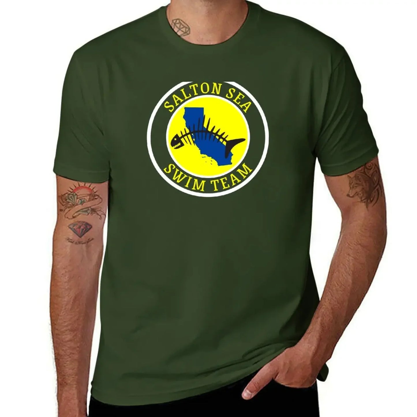 Salton Sea Swim Team Funny T-Shirt Short sleeve tee blue archive plain anime stuff mens graphic t-shirts pack
