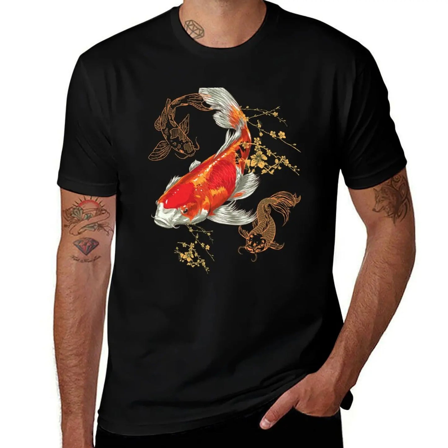 Beautiful Colorful Koi Fish Swimming Design T-Shirt anime stuff anime sublime quick-drying mens graphic t-shirts hip hop