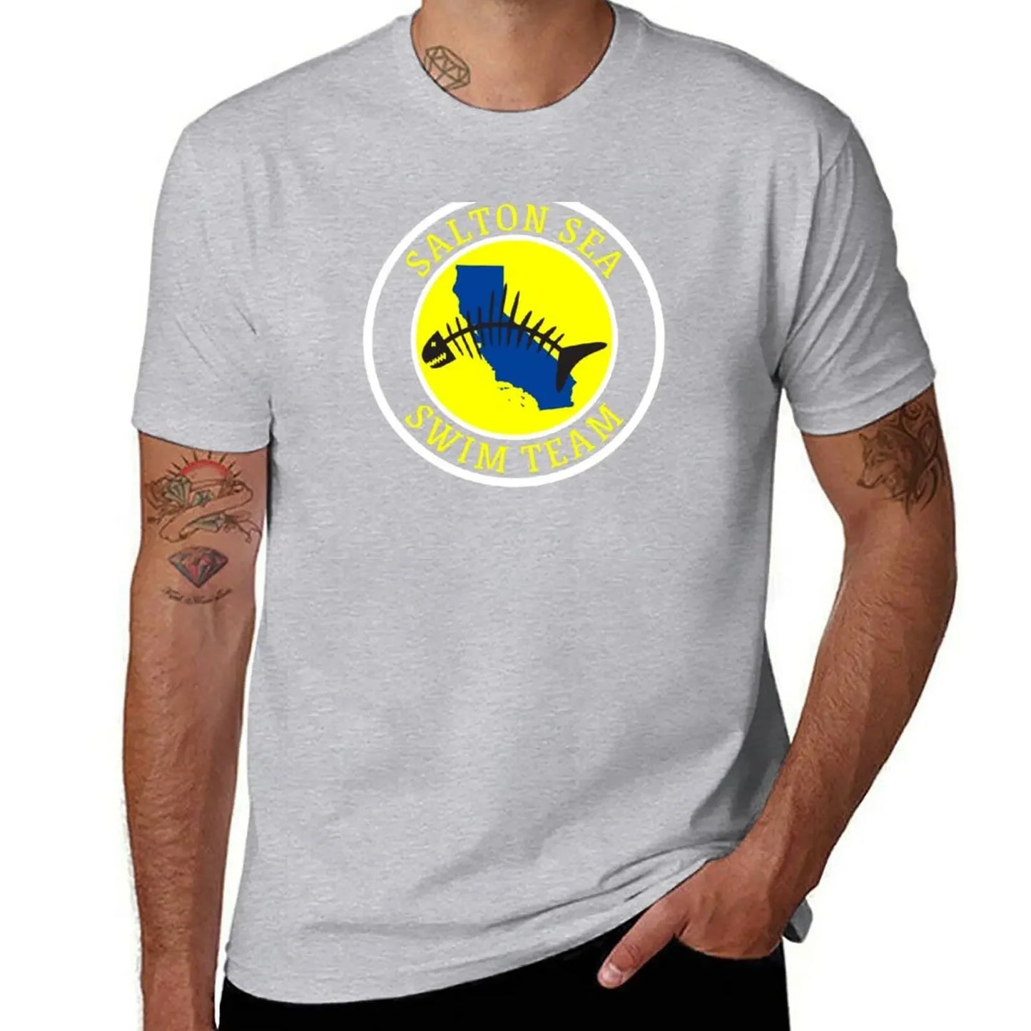 Salton Sea Swim Team Funny T-Shirt Short sleeve tee blue archive plain anime stuff mens graphic t-shirts pack