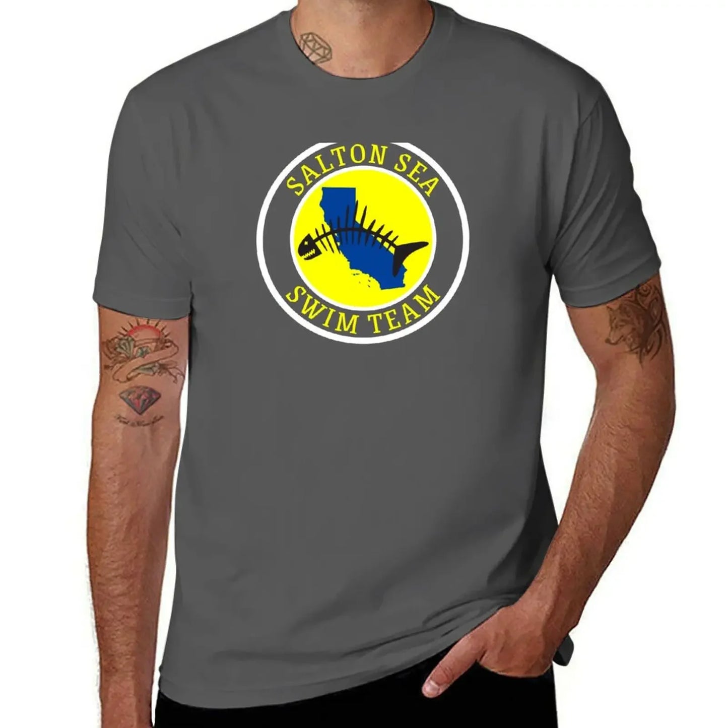 Salton Sea Swim Team Funny T-Shirt Short sleeve tee blue archive plain anime stuff mens graphic t-shirts pack