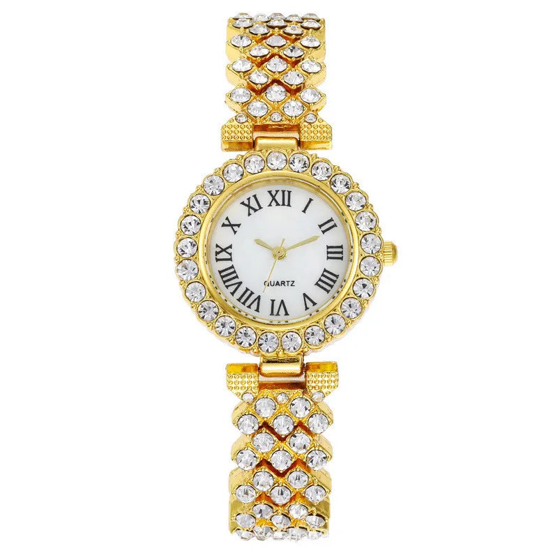 Luxury Women Shiny Bracelet Watches 2pcs Set Rose Gold Watch Fashion Ladies Elegant Quartz Diamond Wristwatch Female Reloj Mujer