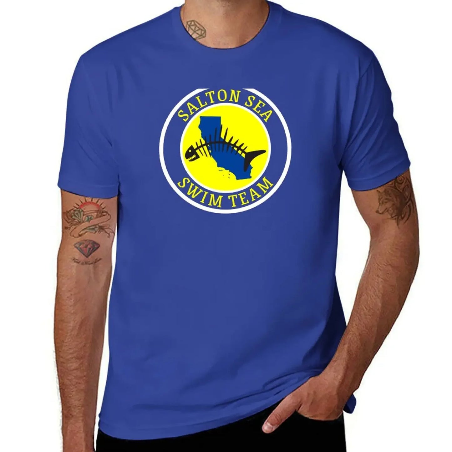 Salton Sea Swim Team Funny T-Shirt Short sleeve tee blue archive plain anime stuff mens graphic t-shirts pack