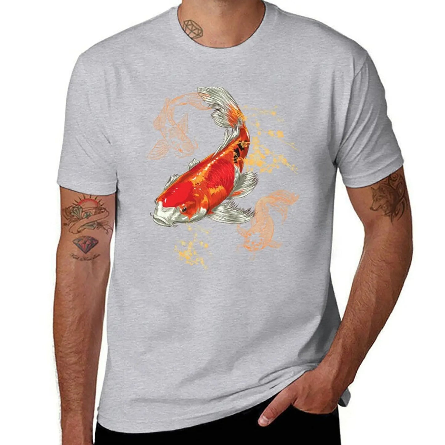 Beautiful Colorful Koi Fish Swimming Design T-Shirt anime stuff anime sublime quick-drying mens graphic t-shirts hip hop