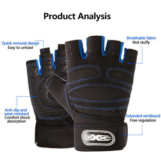﻿Cycling Half Finger Gloves Anti-Slip MTB Bike Gloves Outdoor Fitness Heavyweight Training Fingerless Gloves Cycling Equipment