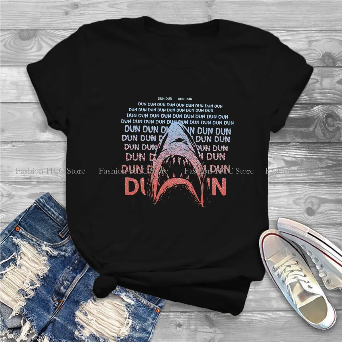 Jaws Theme Swimming Style Polyester TShirt Shark Wild Animal Comfortable Creative Graphic  T Shirt Stuff