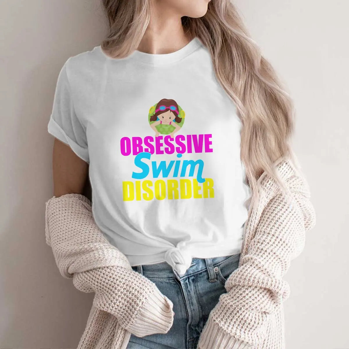 Obsessive Swim Disorder Special Polyester TShirt Swim Swimming Sports Comfortable Hip Hop Clothes  T Shirt Stuff