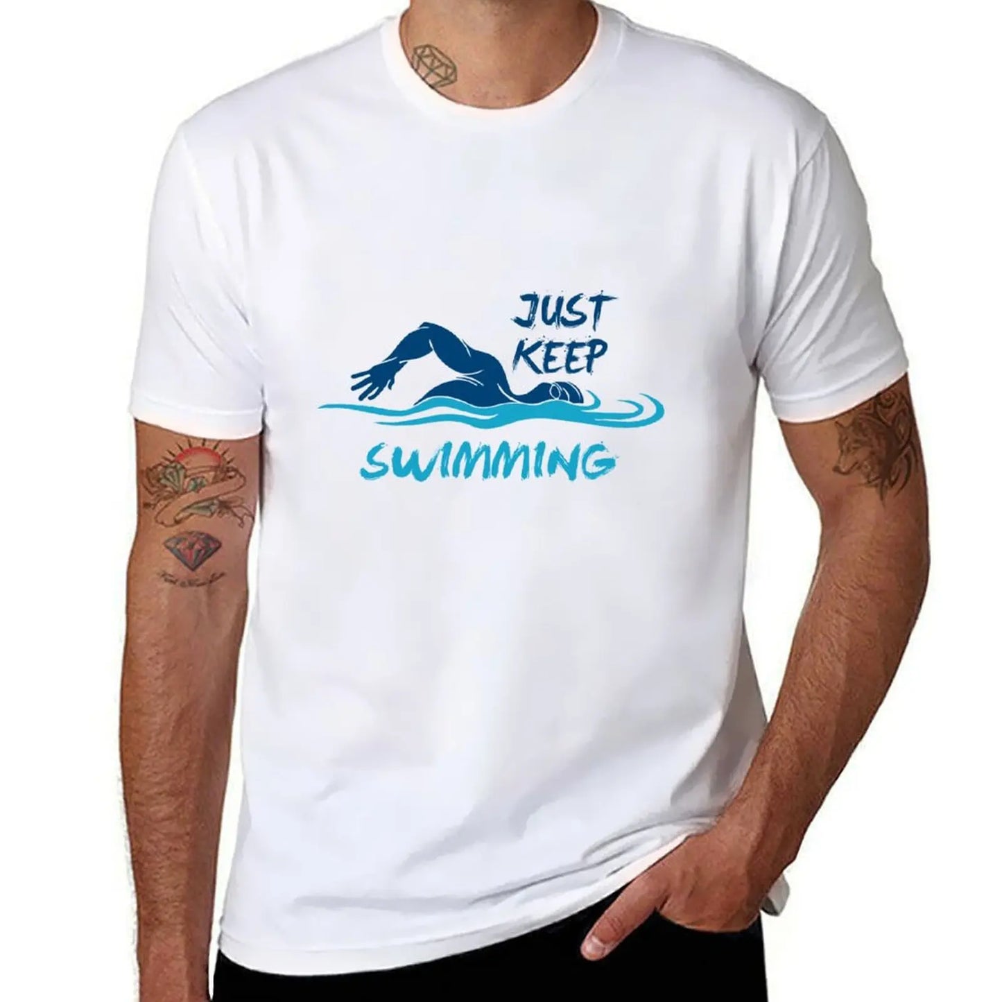 Just Keep Swimming - Funny Swim Sport Swimmer Gift T-Shirt designer shirts sweat anime stuff men workout shirt